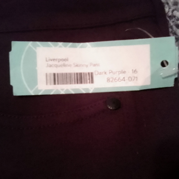 NWT! LIVERPOOL JEANS COMPANY JACQUELINE SKINNY PANT DARK PURPLE SIZE 16/33 - Picture 4 of 14